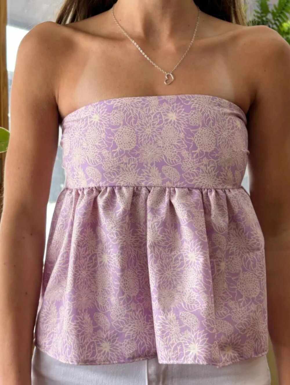 🌸Boutique Strapless Lavender Tie Back Tiered Tube Top